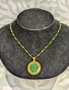 Collier Marguerite Vert Or