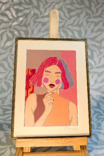 La pensive Rosée Encadrée