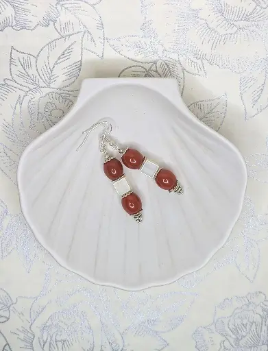 Boucles d'oreilles Rouge en barre